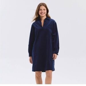 NWT Women Corduroy Balloon Long Sleeve Mini Shirtdress Universal Thread Blue XXL